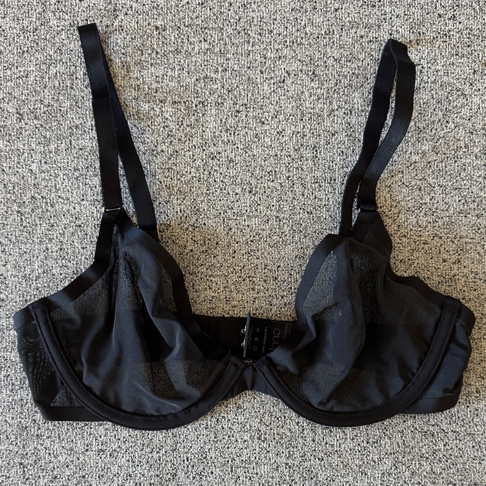 CUUP The Plunge Sheer Black Underwire Bra